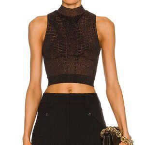 Wolford Shiny Grid Sleeveless Top Sz S - Black/Copper